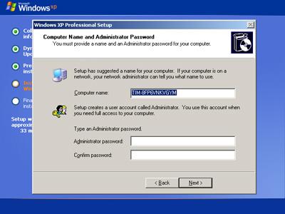 Computer Name and Administrator Password